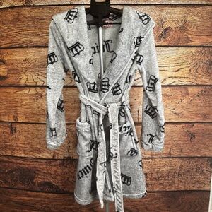 Juicy Couture Gray Fleece Robe with Black Logo